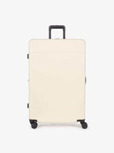 large 30 inch durable hard shell polycarbonate cream linen luggage from CALPAK Hue collection; LHU1028-LINEN