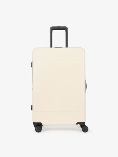 CALPAK medium 26 inch hardside polycarbonate luggage in cream linen; LHU1024-LINEN