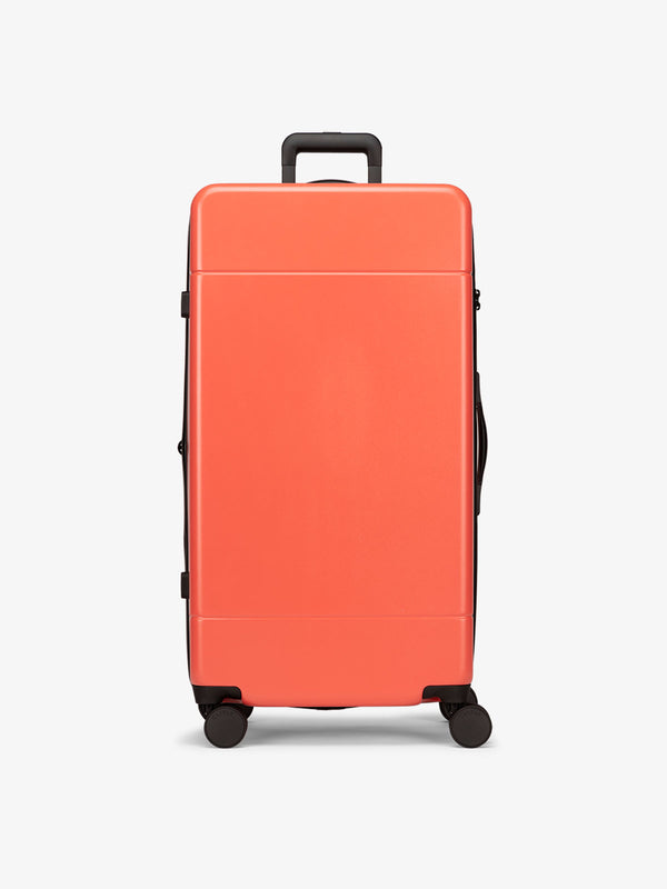 hue hard side polycarbonate trunk luggage in red