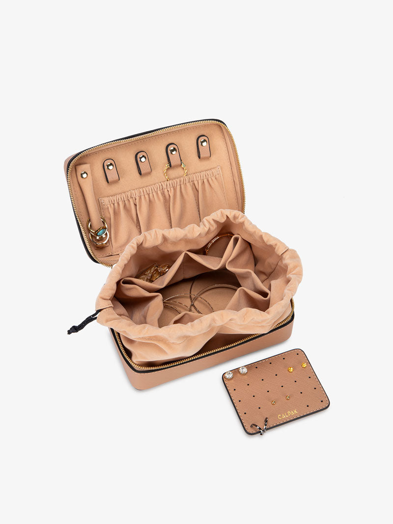 travel caramel zippered jewelry box