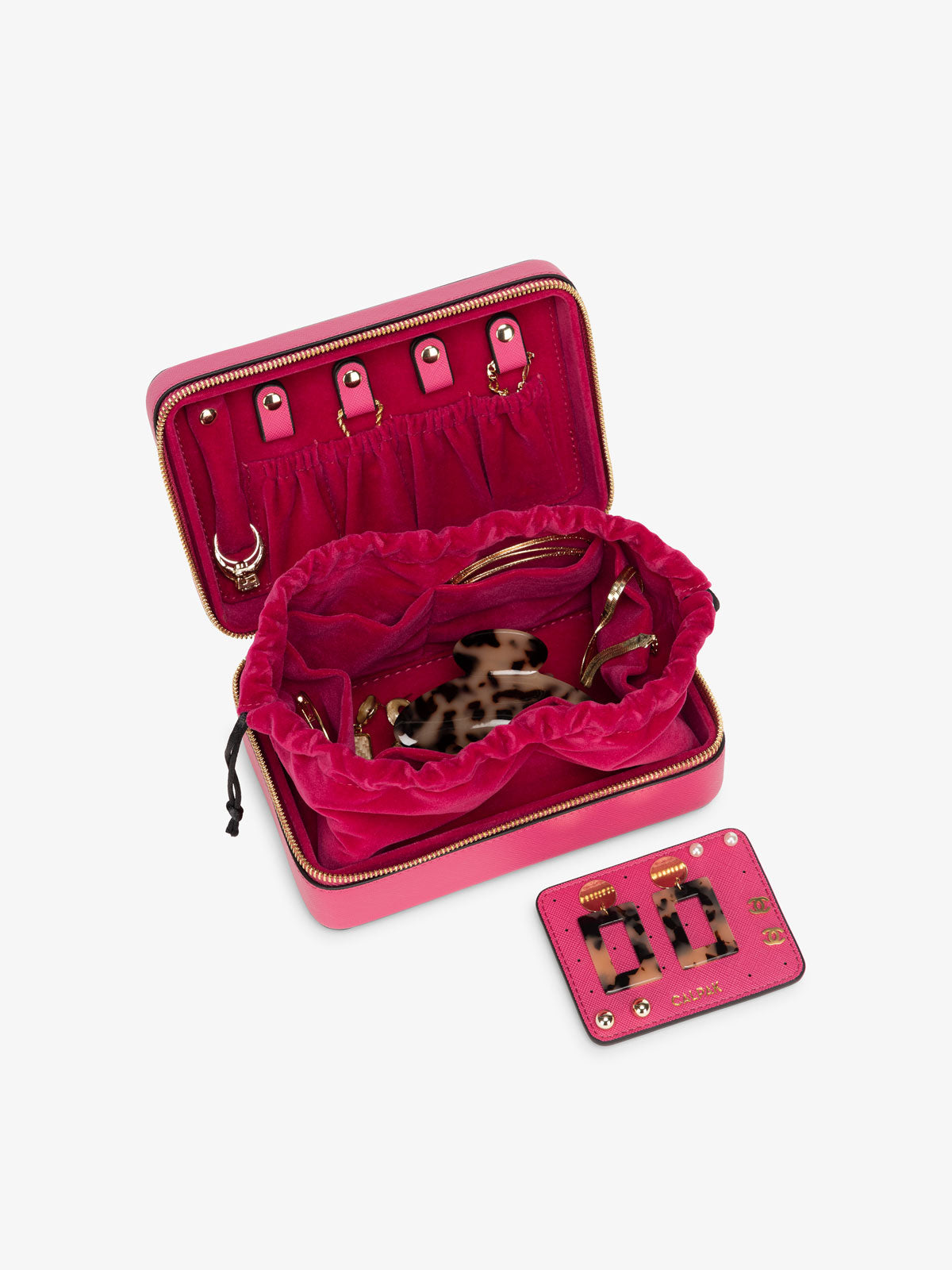 zippered jewelry box for women in pink dragonfruit