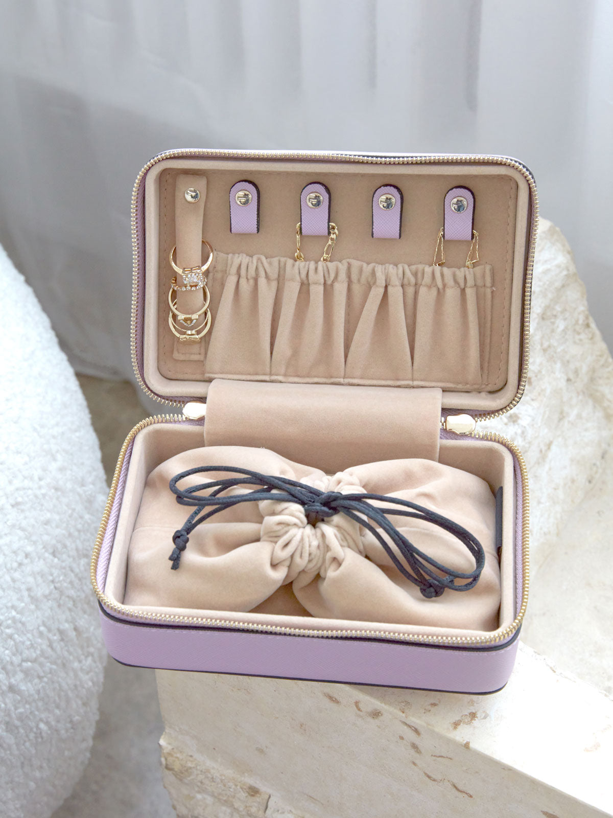 travel jewelry box for women in lavender purple