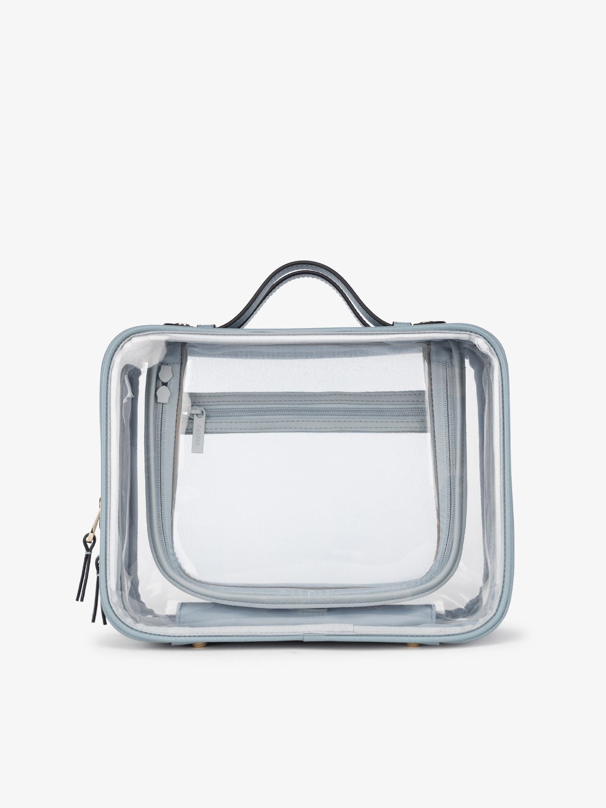 CALPAK large transparent travel makeup bag with handle in blue