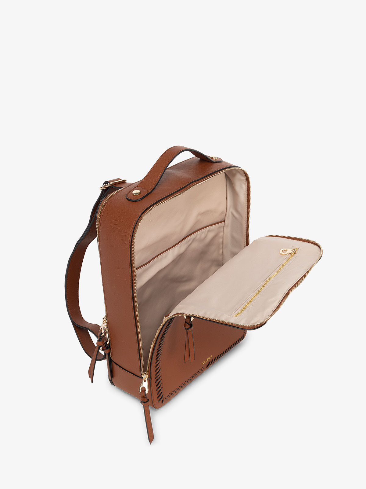 CALPAK Kaya Laptop Backpack for school with multiple pockets and laptop compartment in ginger brown