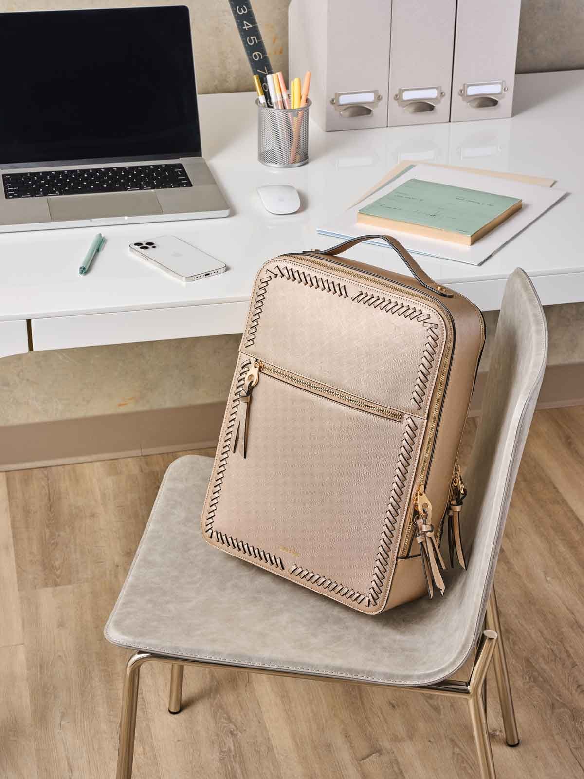 gold backpack for laptop and school