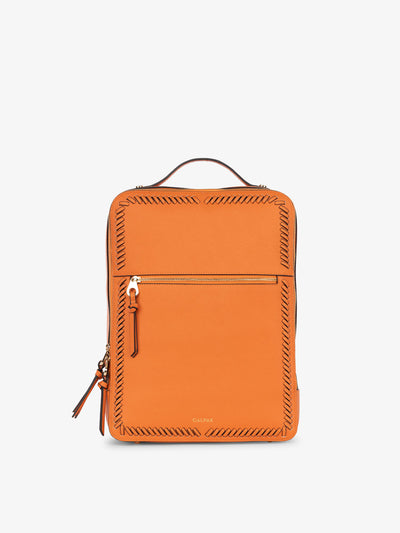 CALPAK Kaya laptop backpack in orange papaya; BP1702-SQ-PAPAYA
