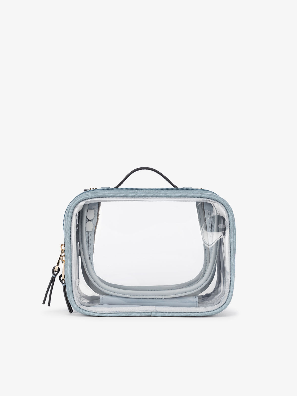 CALPAK small clear cosmetic case with handle in blue