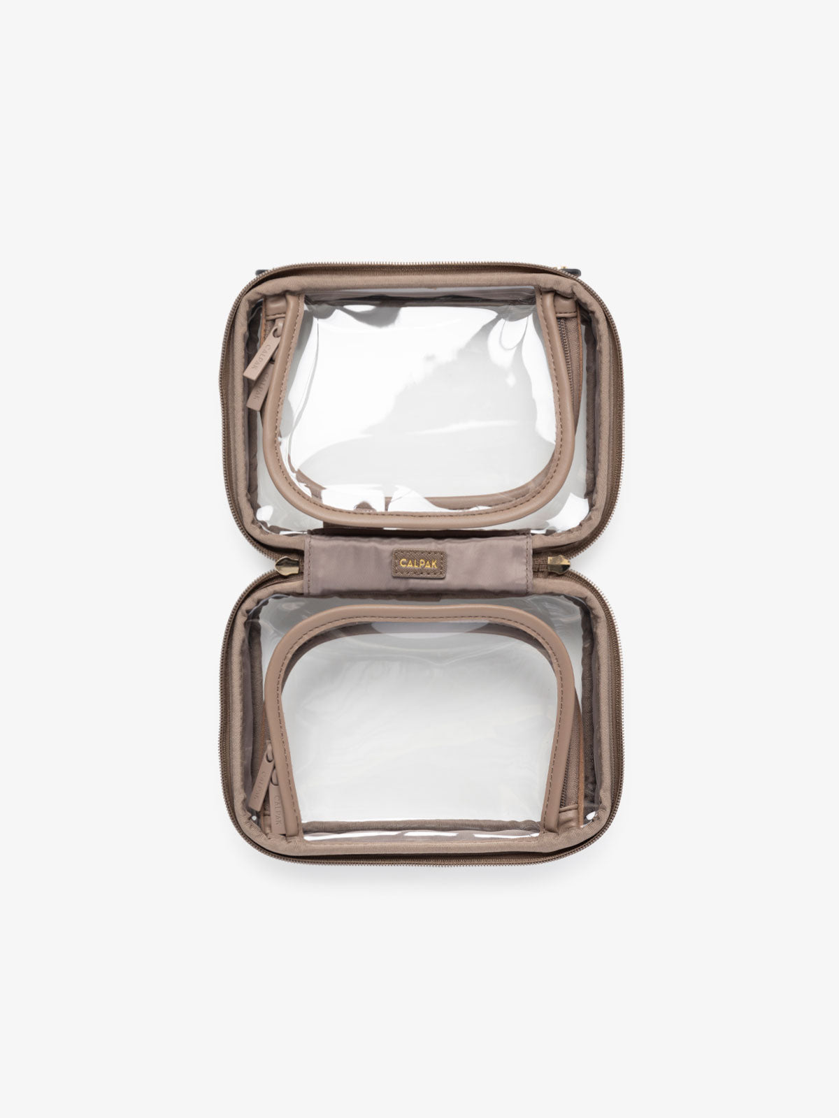 CALPAK mini transparent cosmetics case in mocha