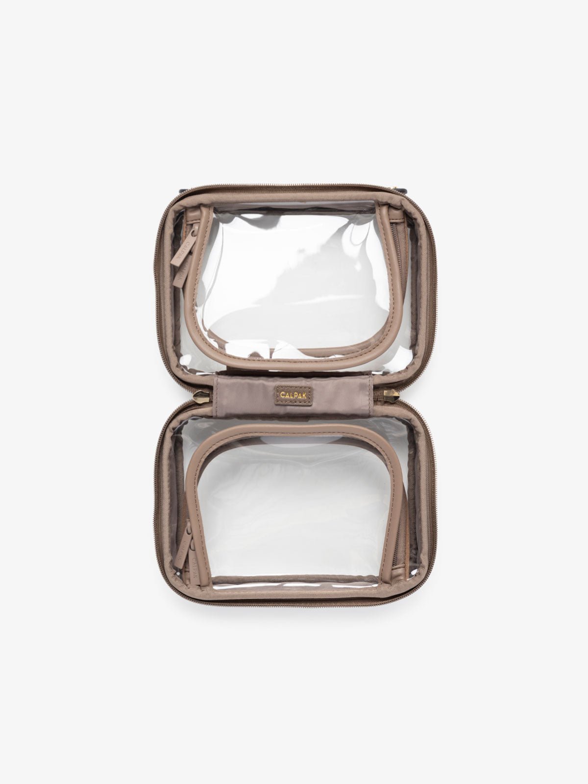 CALPAK mini transparent cosmetics case in mocha brown