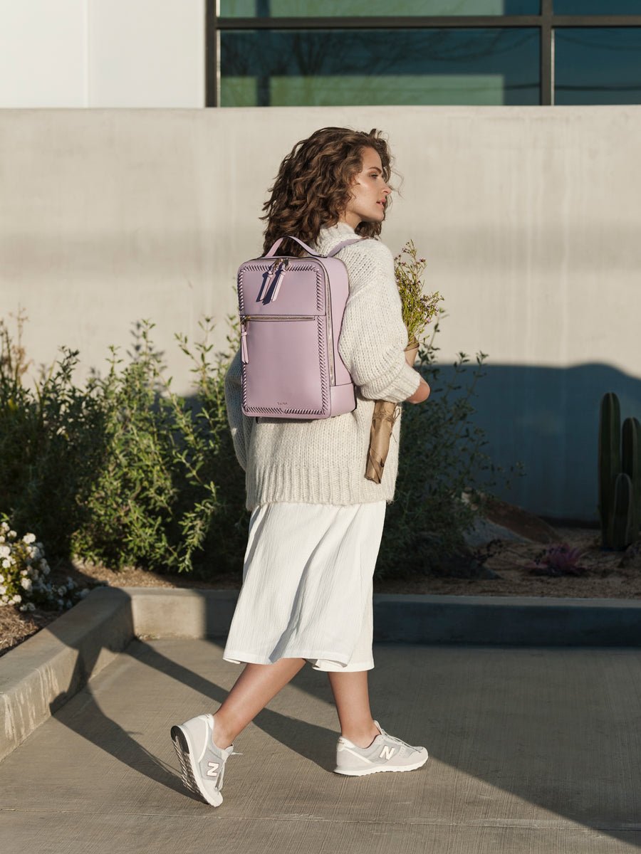 pink lavender CALPAK Kaya Laptop Backpack for high school girl