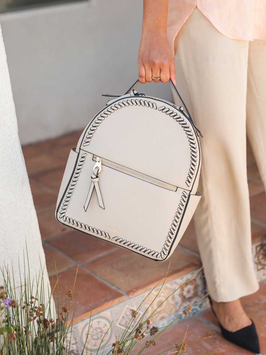 beige stone CALPAK Kaya backpack for women