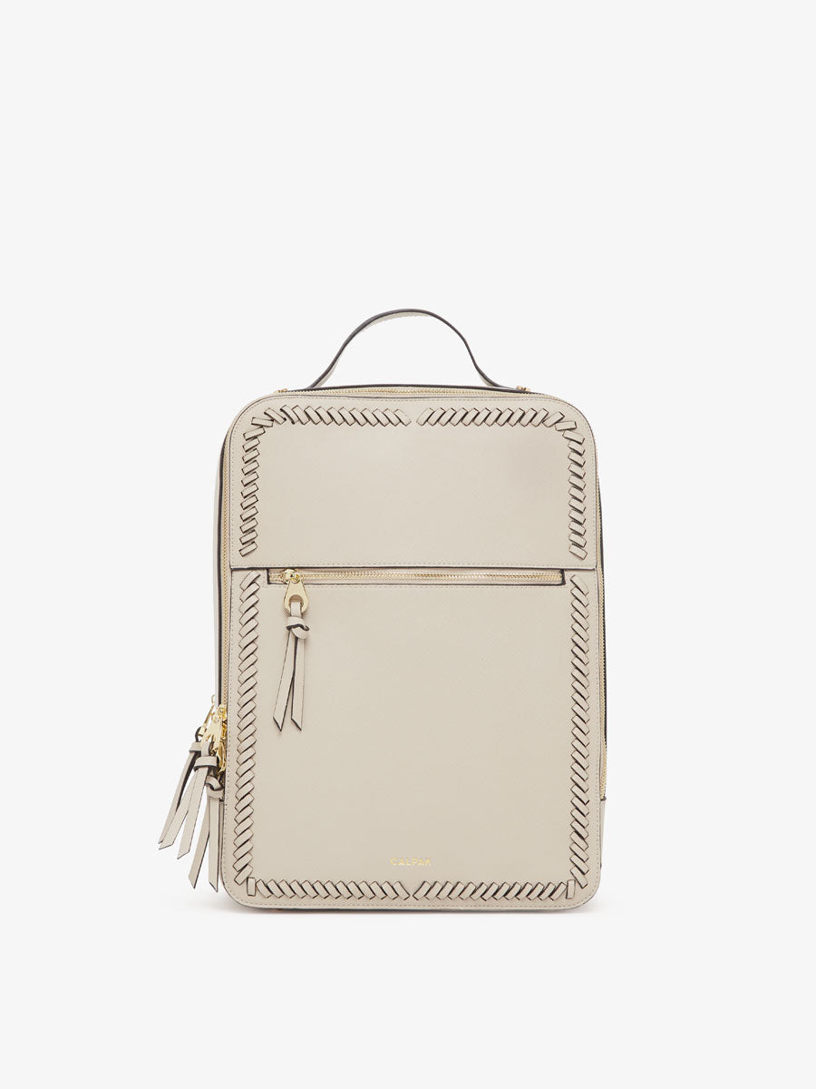 beige stone CALPAK Kaya laptop backpack for women
