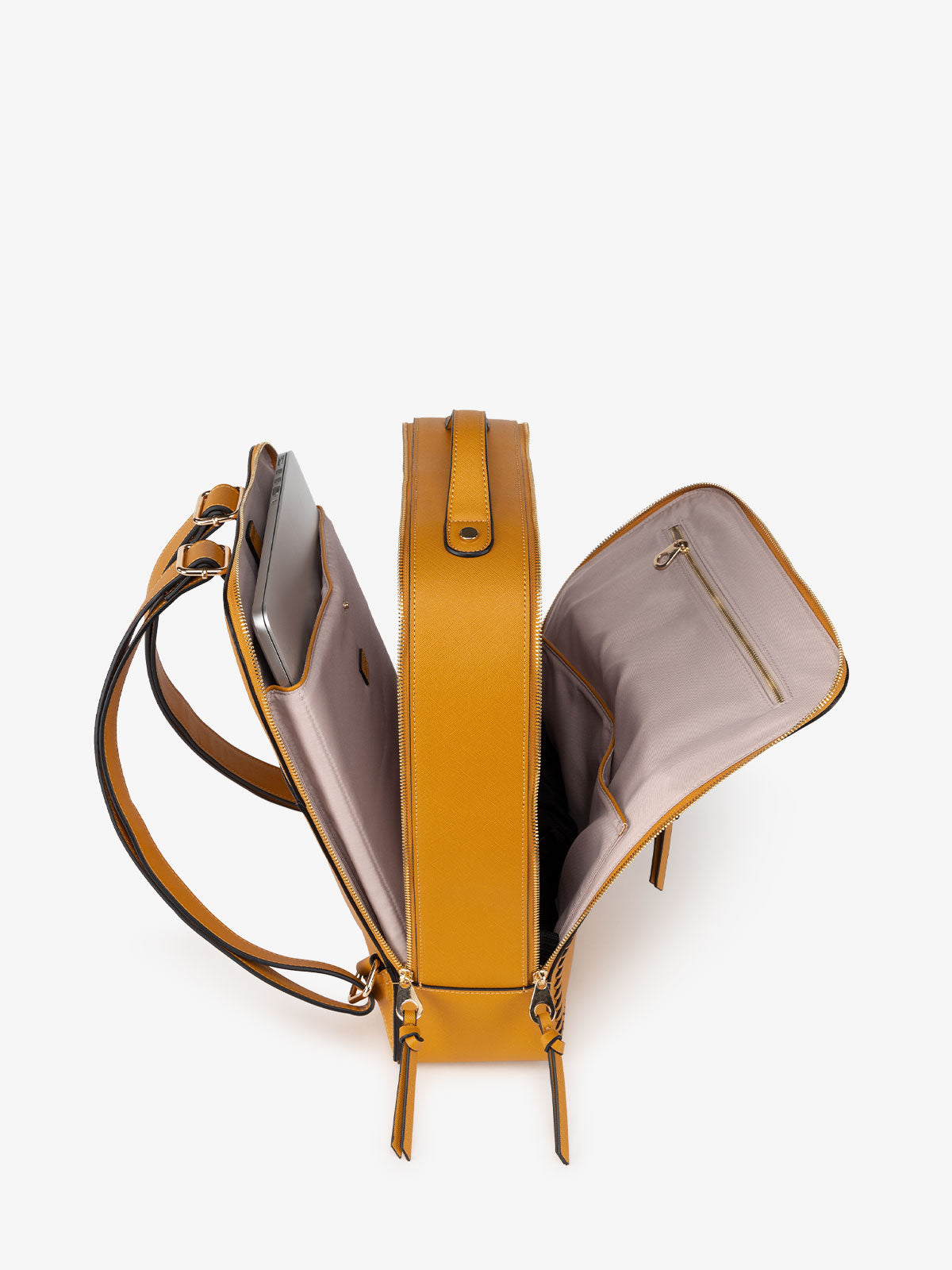 CALPAK Kaya laptop backpack for women in yellow honey color