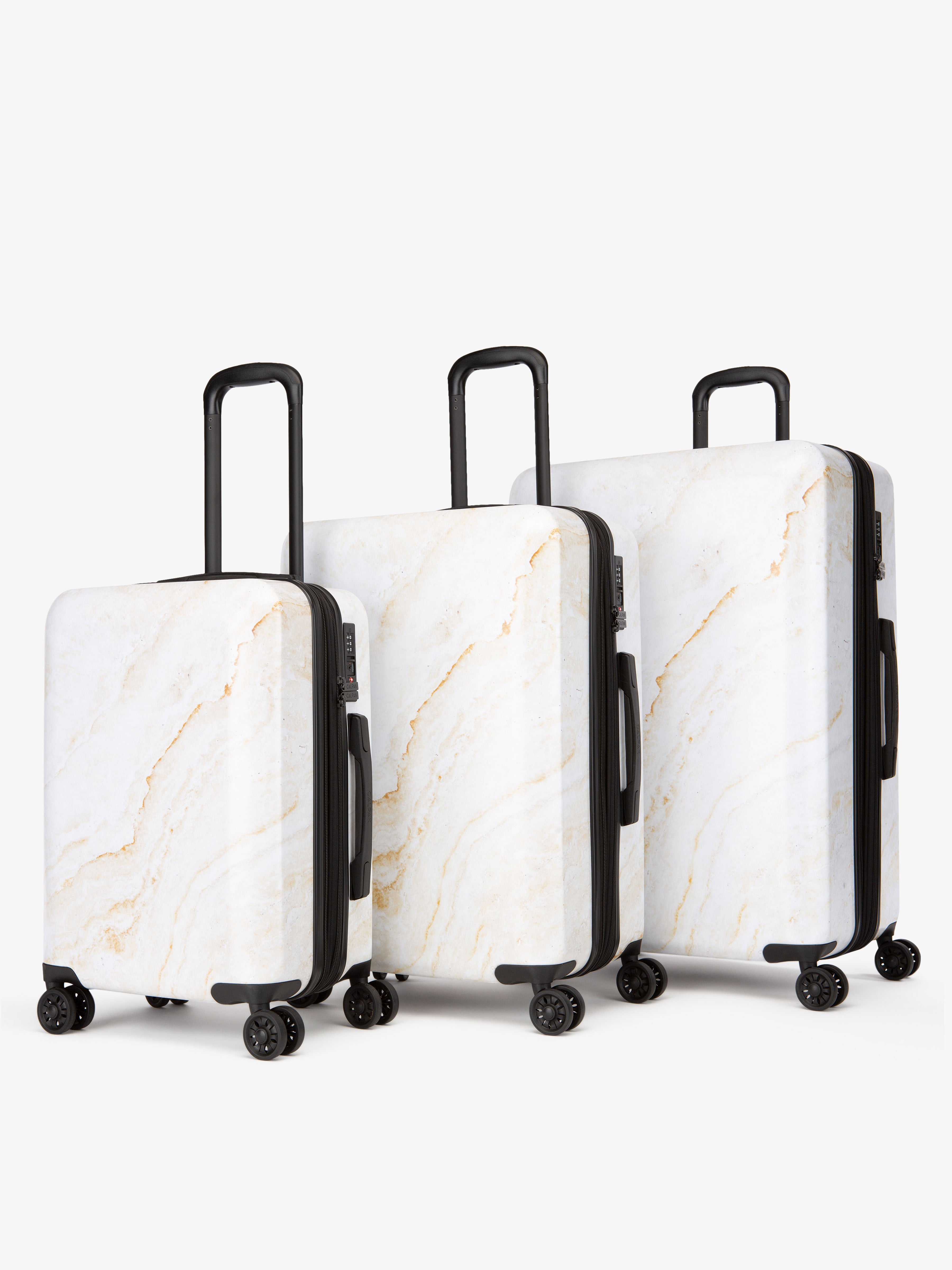 gold marble hard shell spinner wheel 3-piece luggage set; LGM3000-GOLD-MARBLE