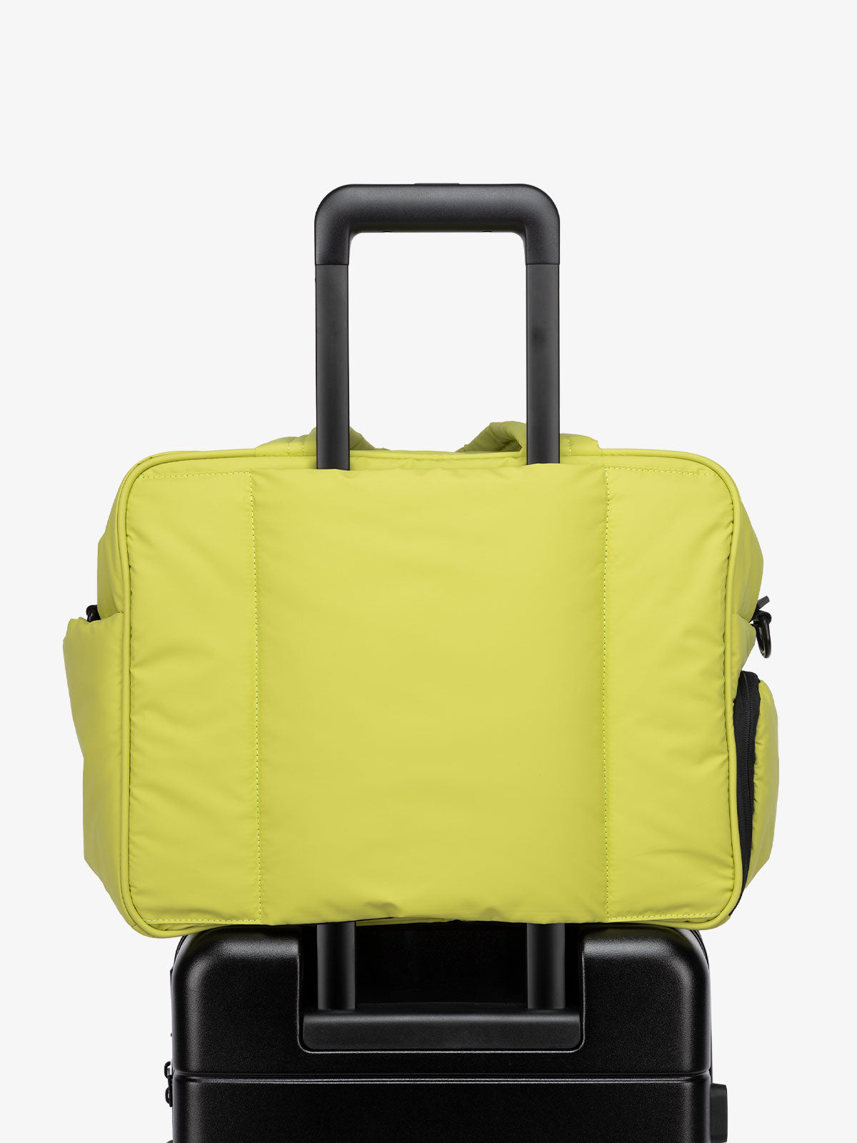 celery green Luka duffel bag with luggage trolley sleeve