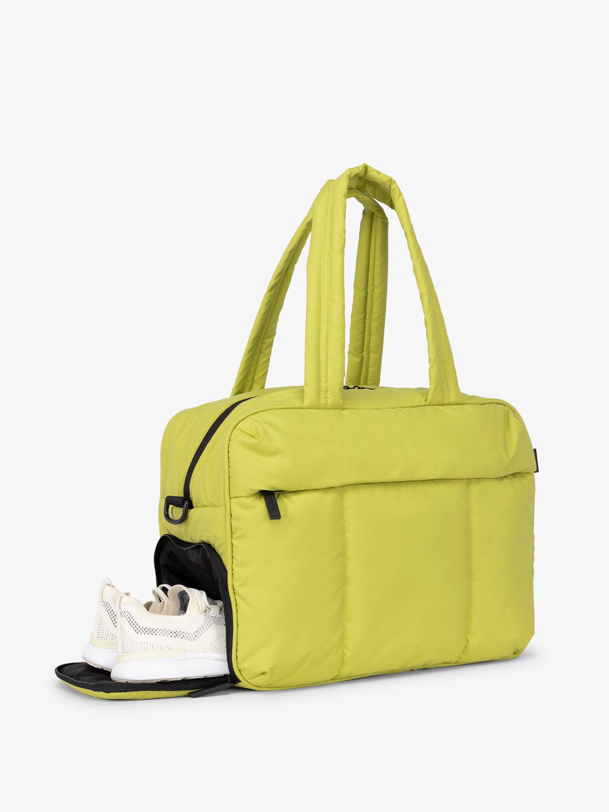 shoe compartment for Luka duffel bag in celery green