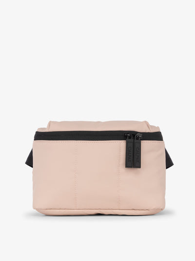 CALPAK Luka Mini Belt Bag with soft water-resistant exterior in pink; BBM2201-ROSE-QUARTZ