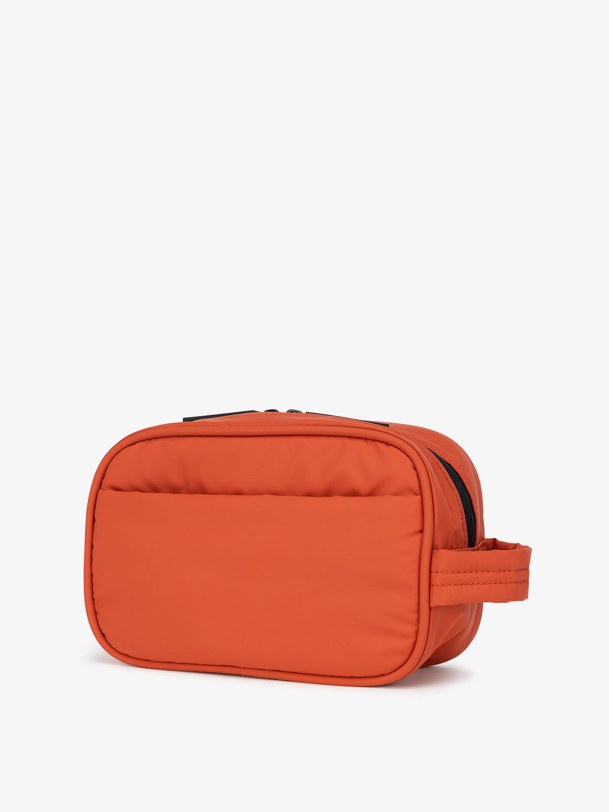 toiletry bag for travel in red orange