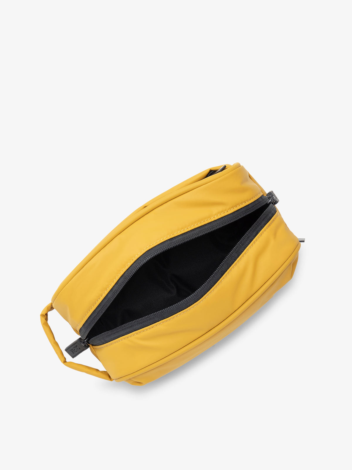zippered yellow toiletry dopp kit