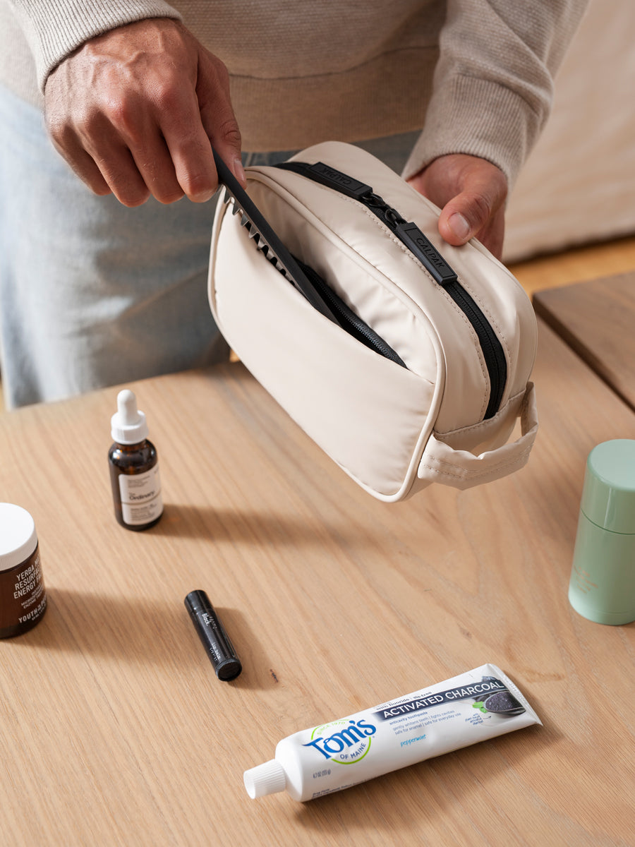 cream toiletry bag for skincare