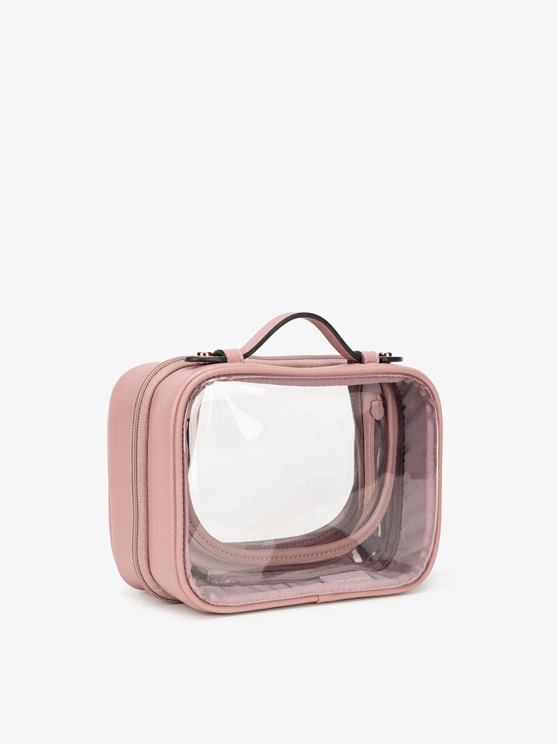 CALPAK small transparent cosmetics case with handles pink