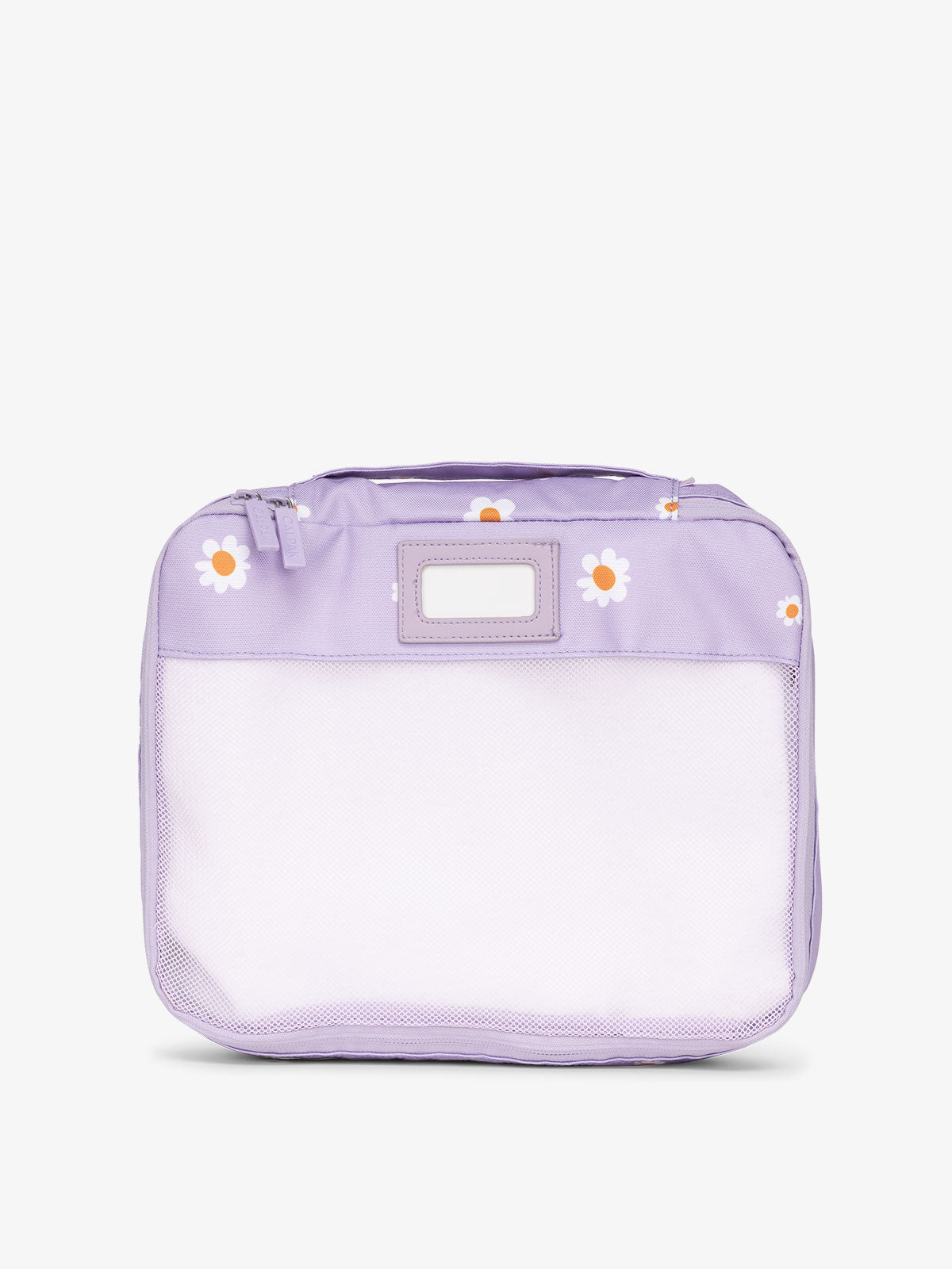 CALPAK luggage packing cubes for clothes with mesh front and label in orchid fields lavender