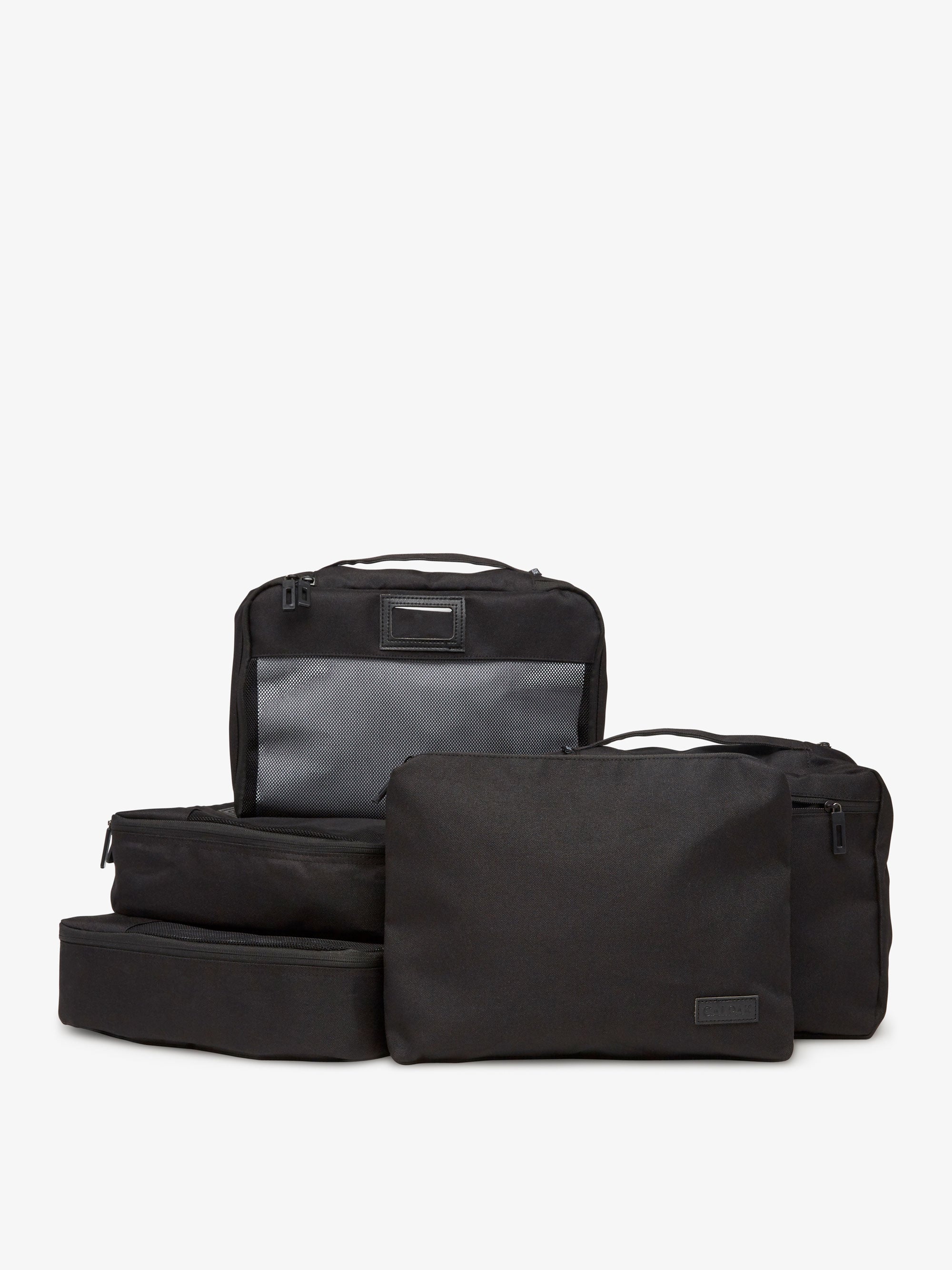 Black luggage organizers for travel and storage