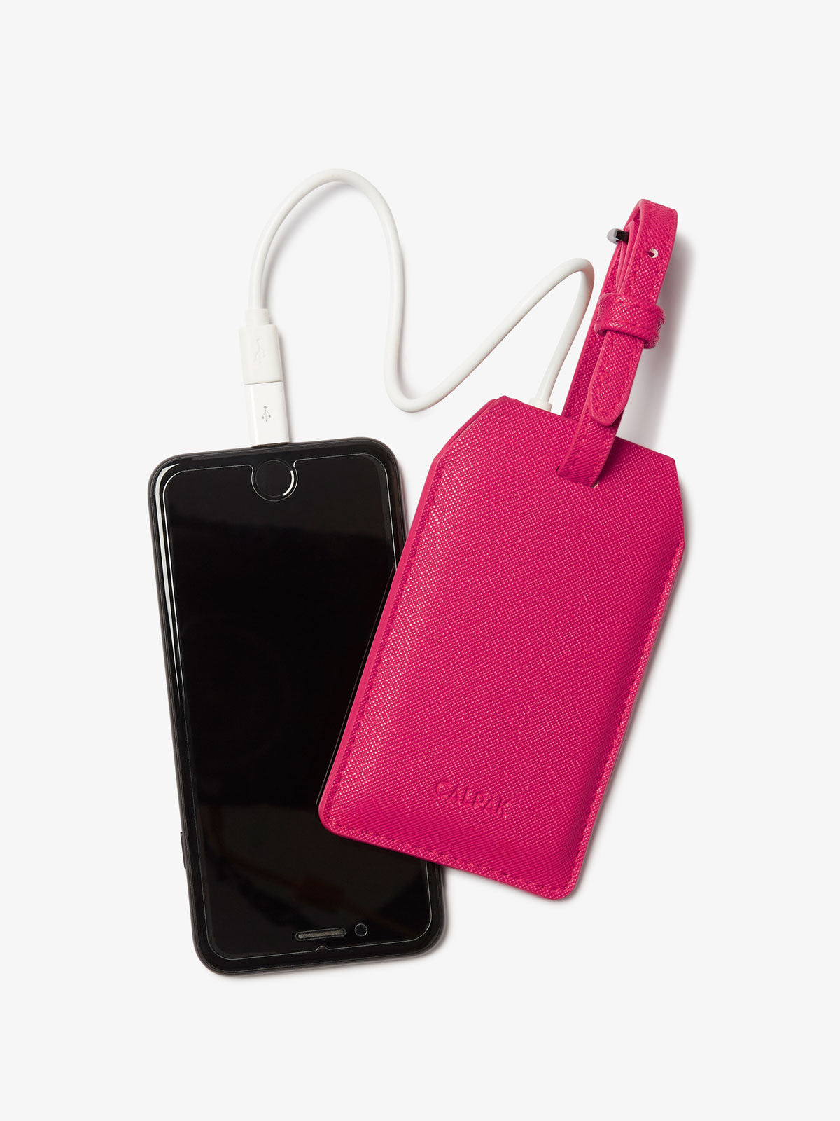 device with portable luggage tag charger