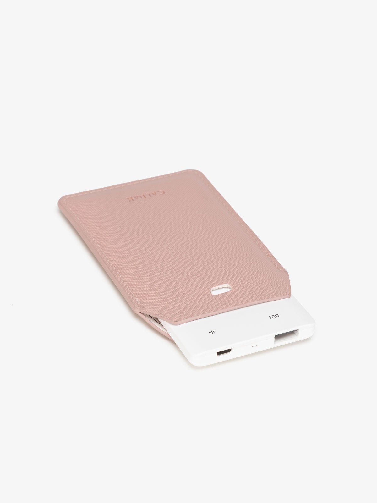 CALPAK pink blush portable charger for luggage