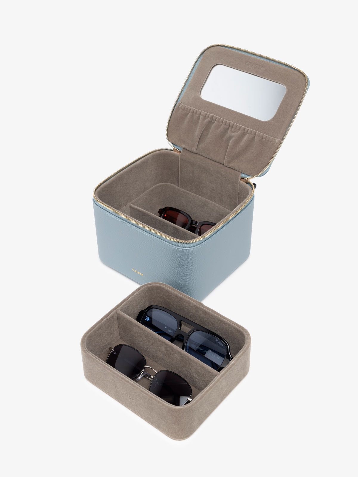 CALPAK sunglasses case organizer for multiple sunglasses in blue