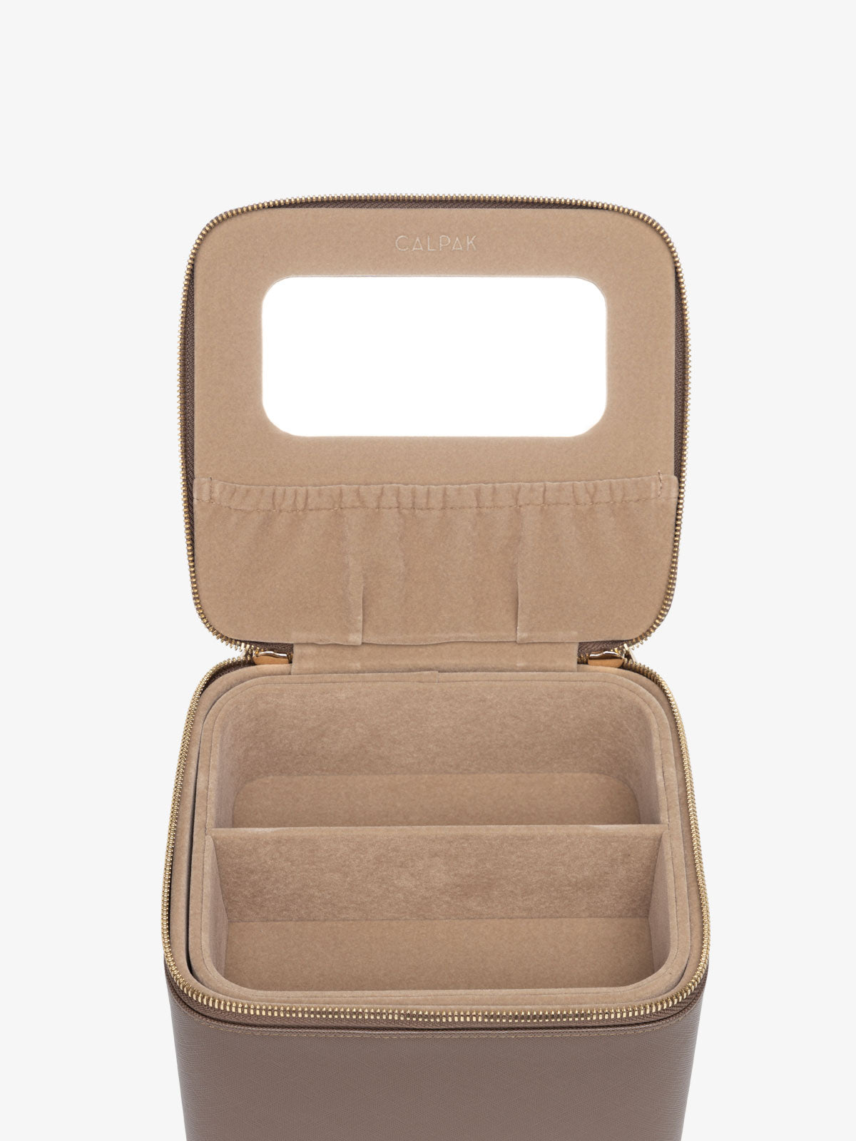 CALPAK multiple sunglasses hard case with mirror in brown