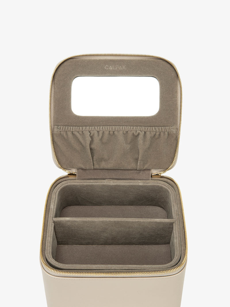 CALPAK grey hard multiple glasses case with mirror