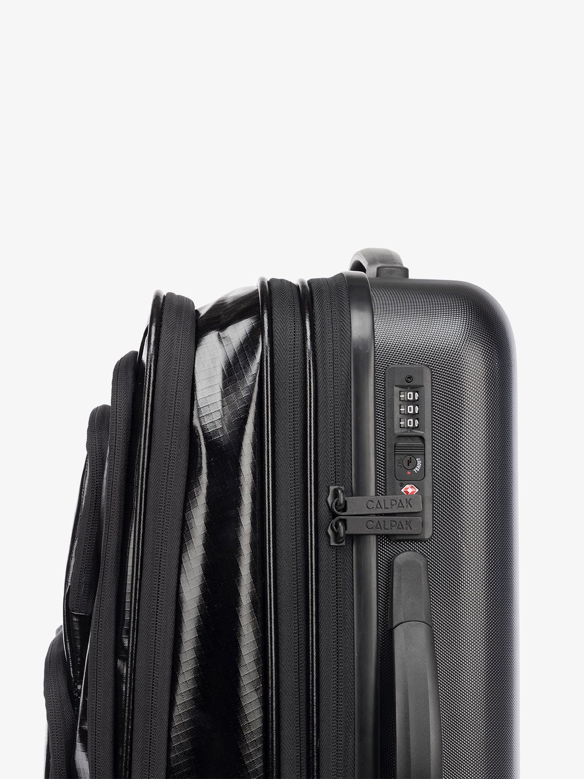CALPAK Terra Carry-On expandable Luggage with soft and hard shell exterior TSA lock in obsidian