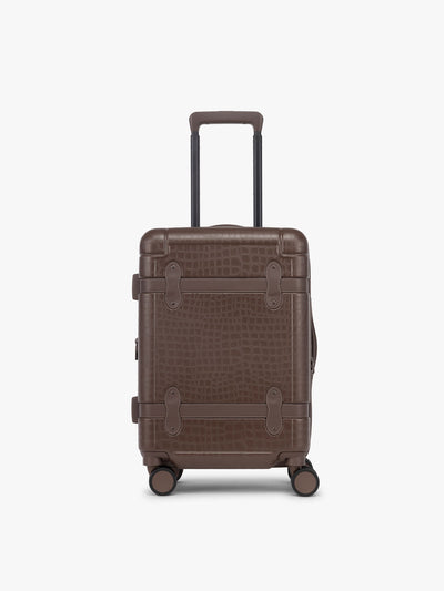 CALPAK TRNK carry on 20 inch luggage beige almond luggage in vintage trunk style in espresso; LTK1020-ESPRESSO