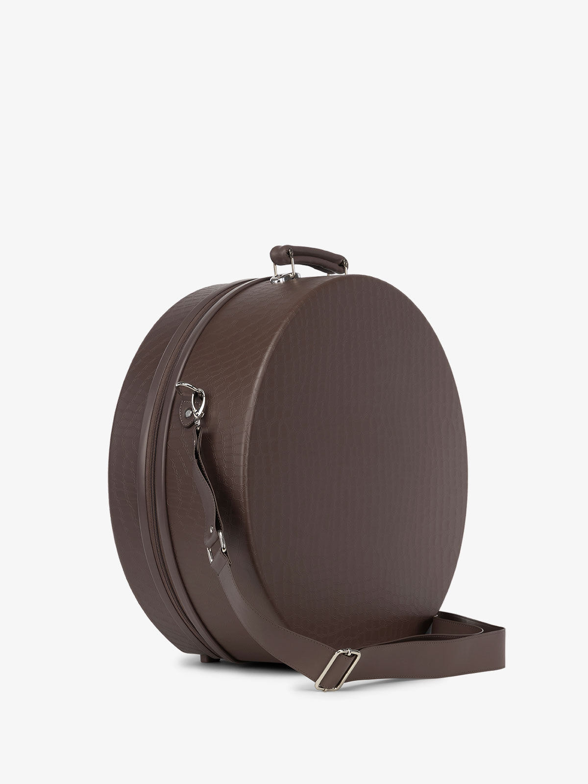 CALPAK TRNK large travel hat box with removable shoulder strap, top handle and water resistant hard-shell in espresso