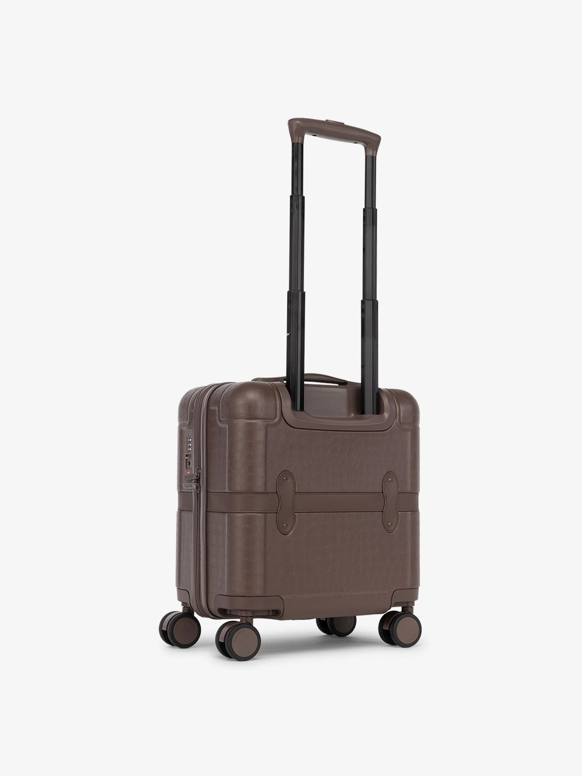 CALPAK mini carry on from the TRNK collection with hard-shell exterior and 360 spinner wheels in espresso