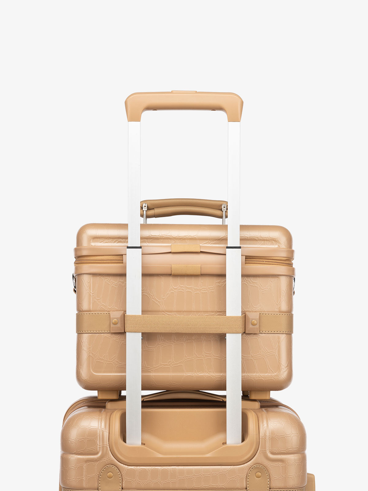 CALPAK TRNK beige almond travel vanity case for makeup with luggage trolley sleeve