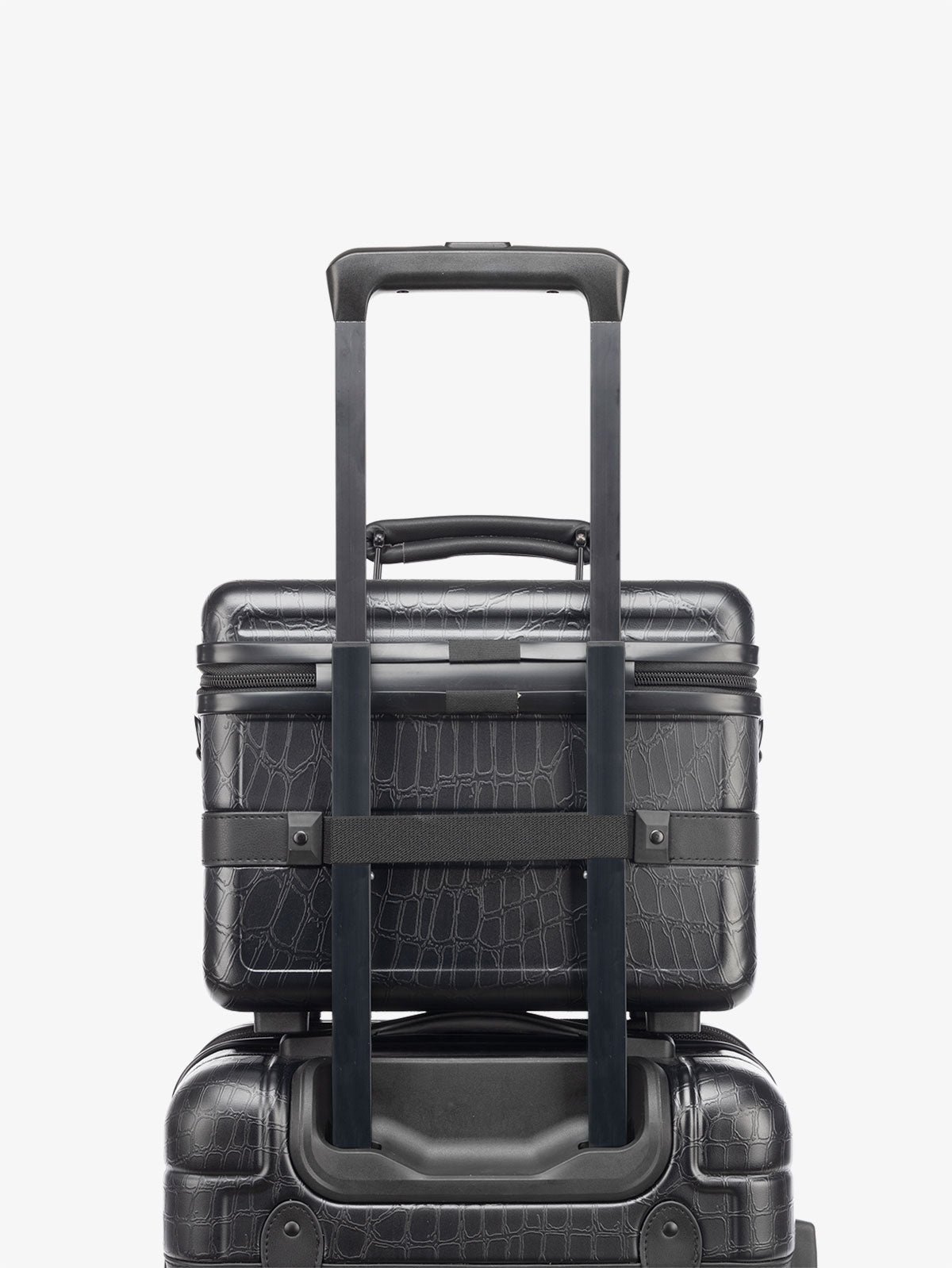 CALPAK black vanity case with luggage trolley sleeve