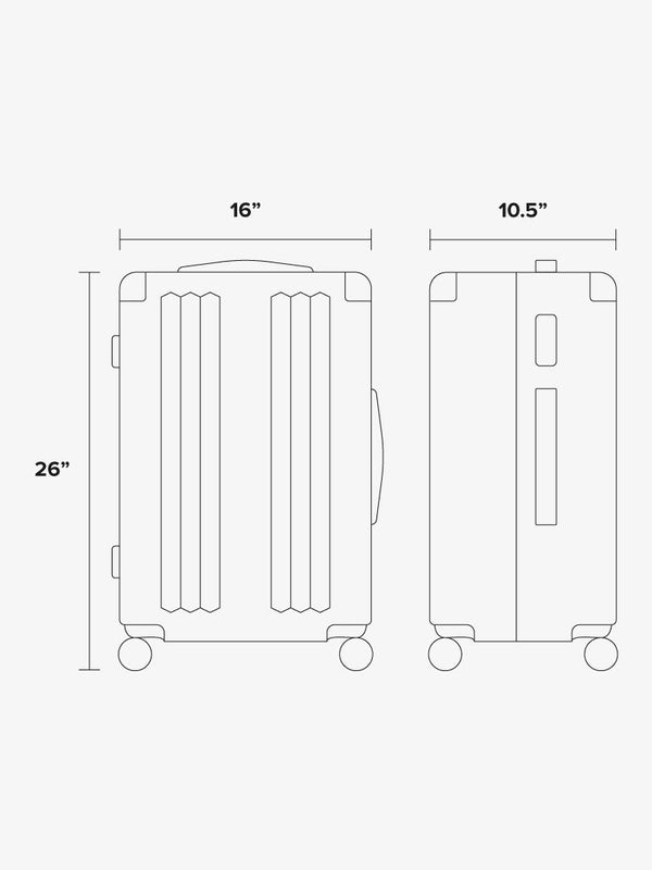 CALPAK Ambeur medium sized 26 inch suitcase dimensions;