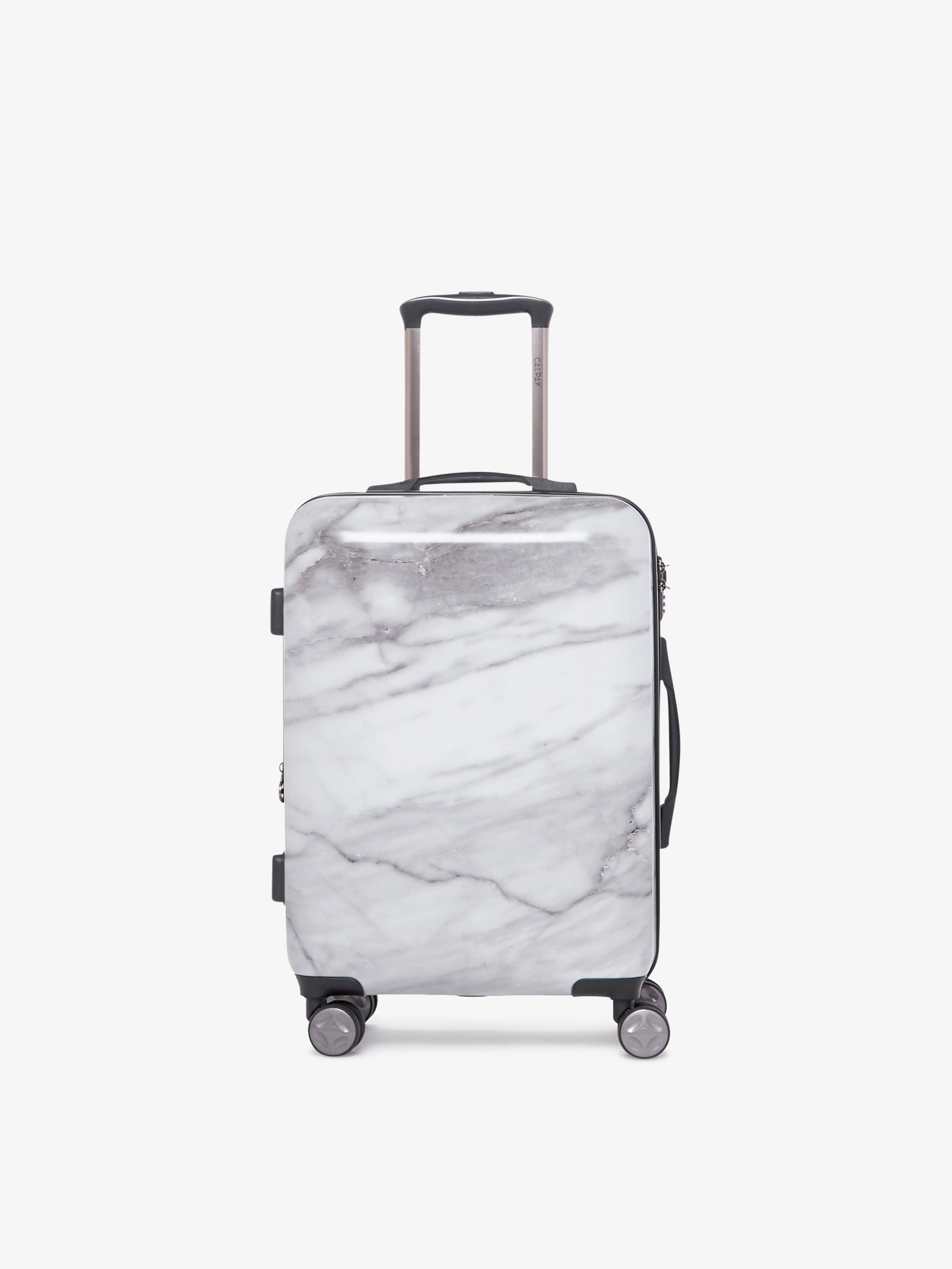 CALPAK Astyll white marble hard shell rolling carry on suitcase