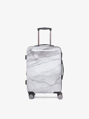 CALPAK Astyll white marble hard shell rolling carry on suitcase; LAT1020-MILK-MARBLE