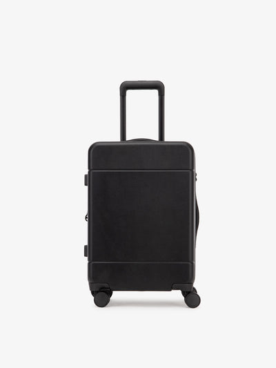 black CALPAK Hue hard shell rolling carry-on luggage; LHU1020-NP-BLACK