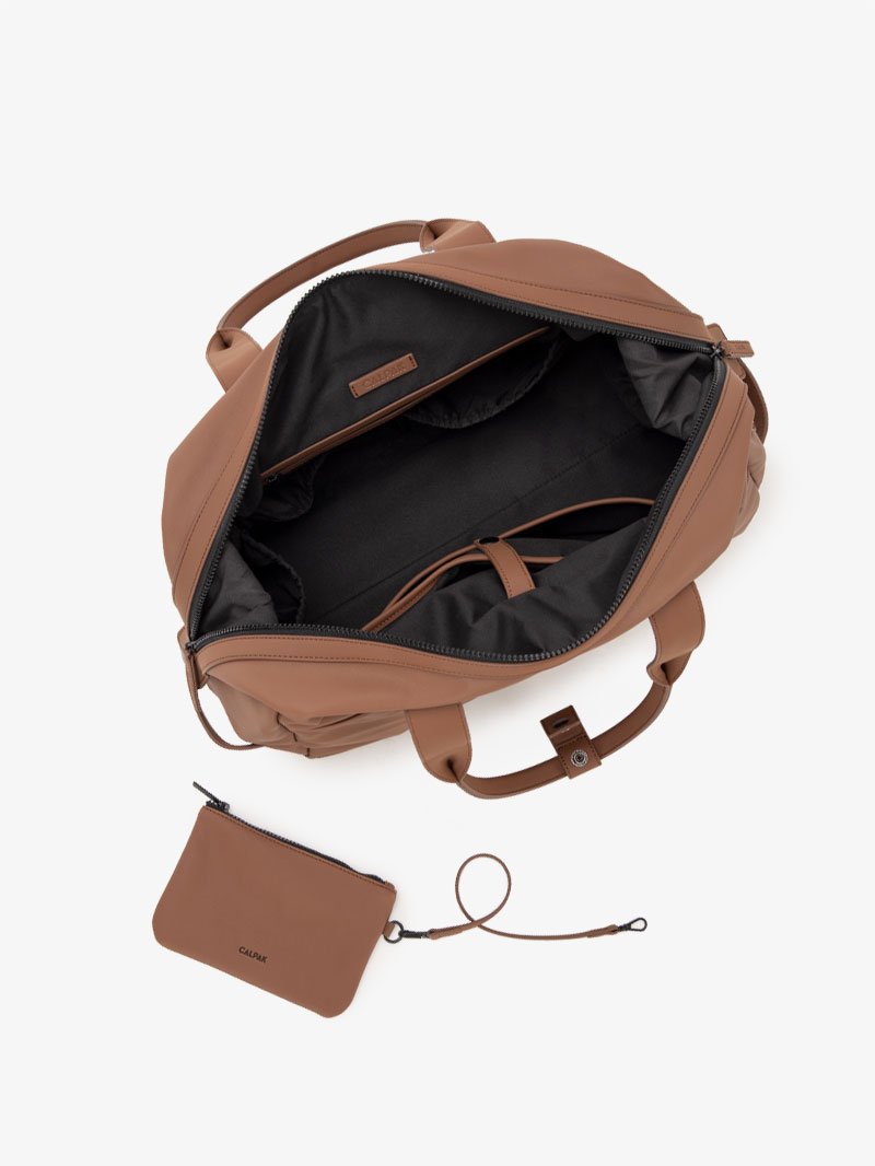 CALPAK Hue duffel bag interior compartments and laptop pocket