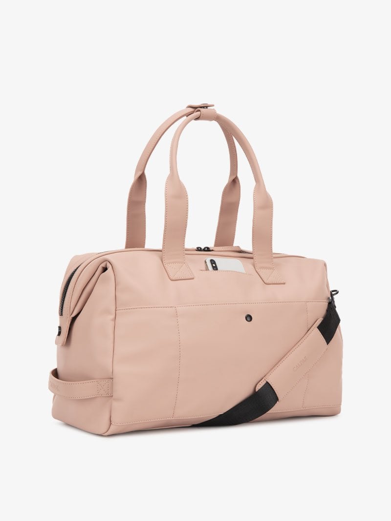 CALPAK Hue pink faux leather duffel bag