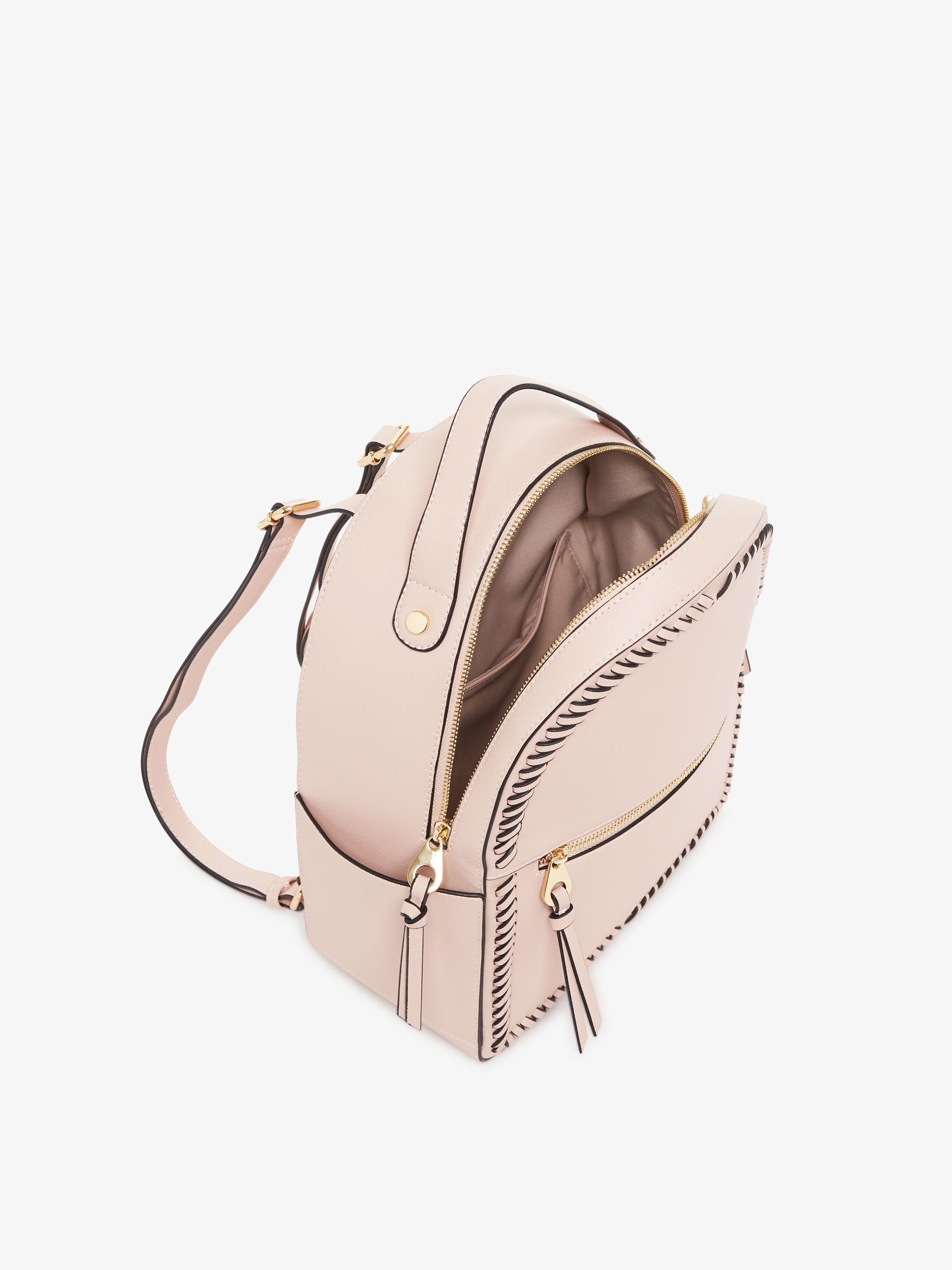 pink blush CALPAK Kaya backpack - top view