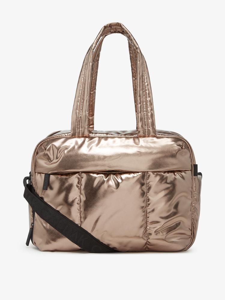 gold bronze CALPAK Luka duffel bag and weekender for women