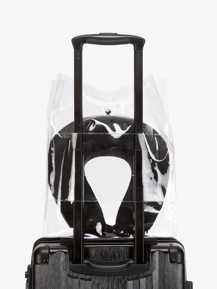 CALPAK silk neck pillow and eyemask in clear carry bag