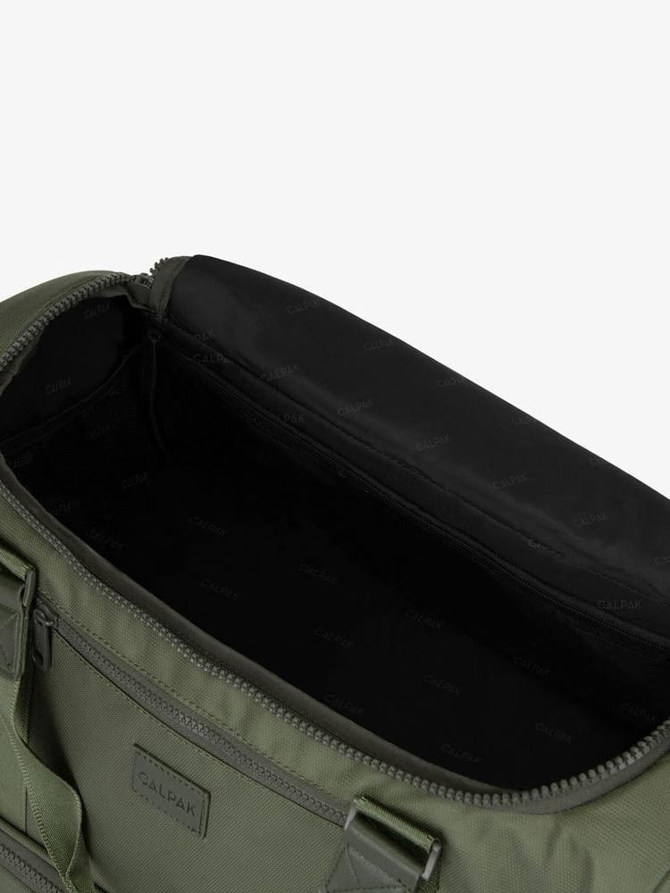 green moss CALPAK Stevyn duffel bag - open interior bag